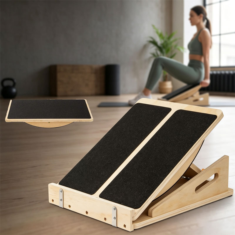 Leg Home Gym Workout - 2-in-1 houten balansbord & kuitstrekker schuinbord,
