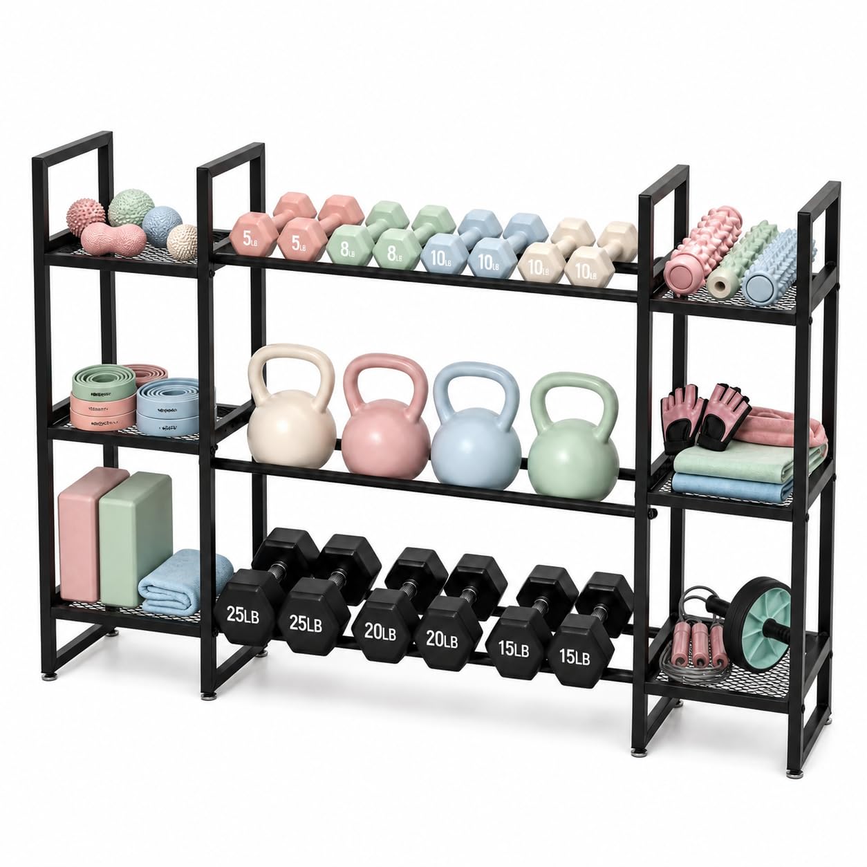 All In One Gym Home Equipment - Halterrek 3-laags, 260 lb per laag,