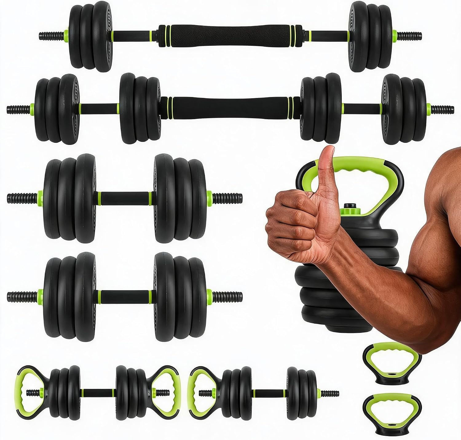 Home Gym Equipment Set - 4-in-1 verstelbare dumbbellset, 44 lbs vrije