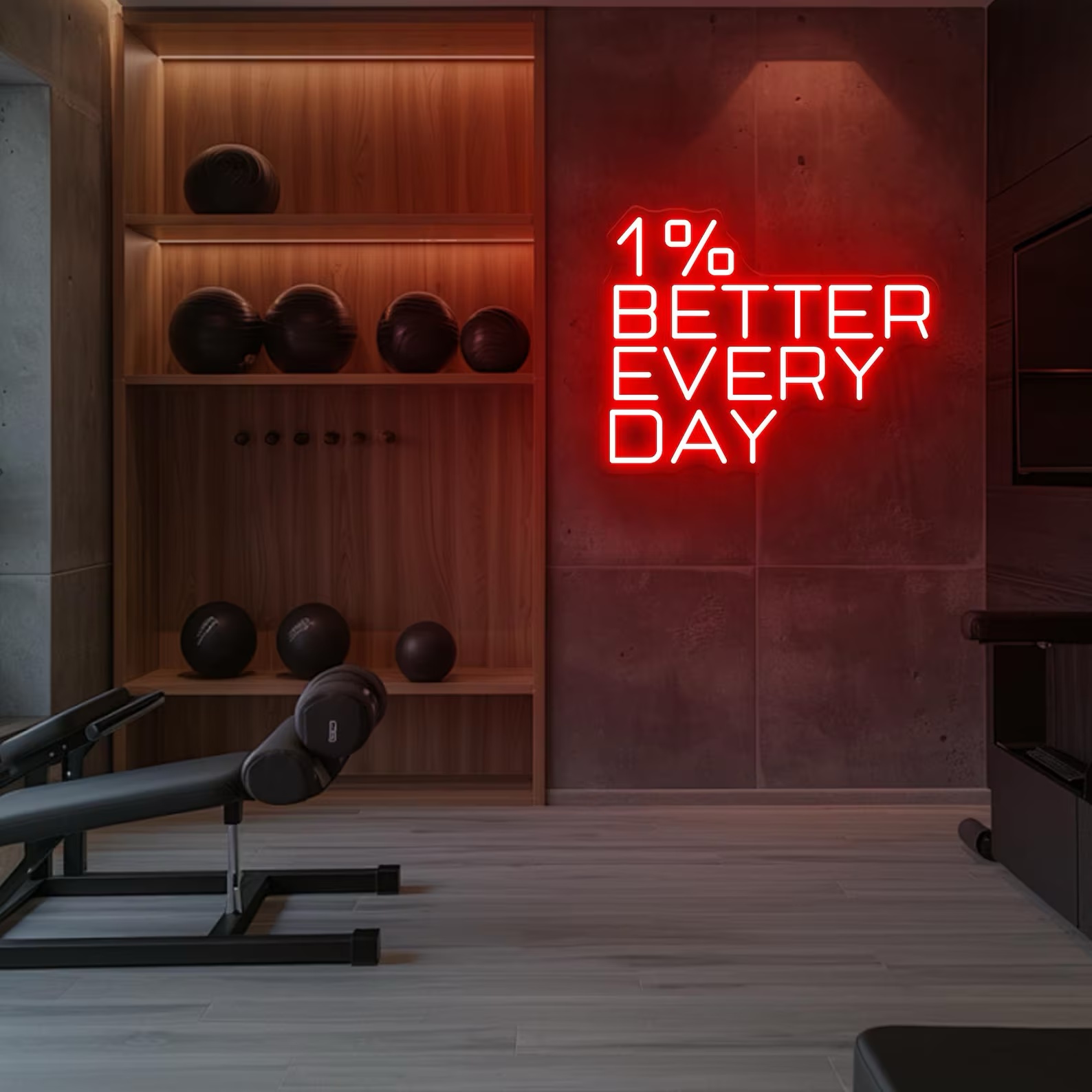 Home Gym Neon Sign - 1% beter elke dag neonreclame, LED-neonverlichting