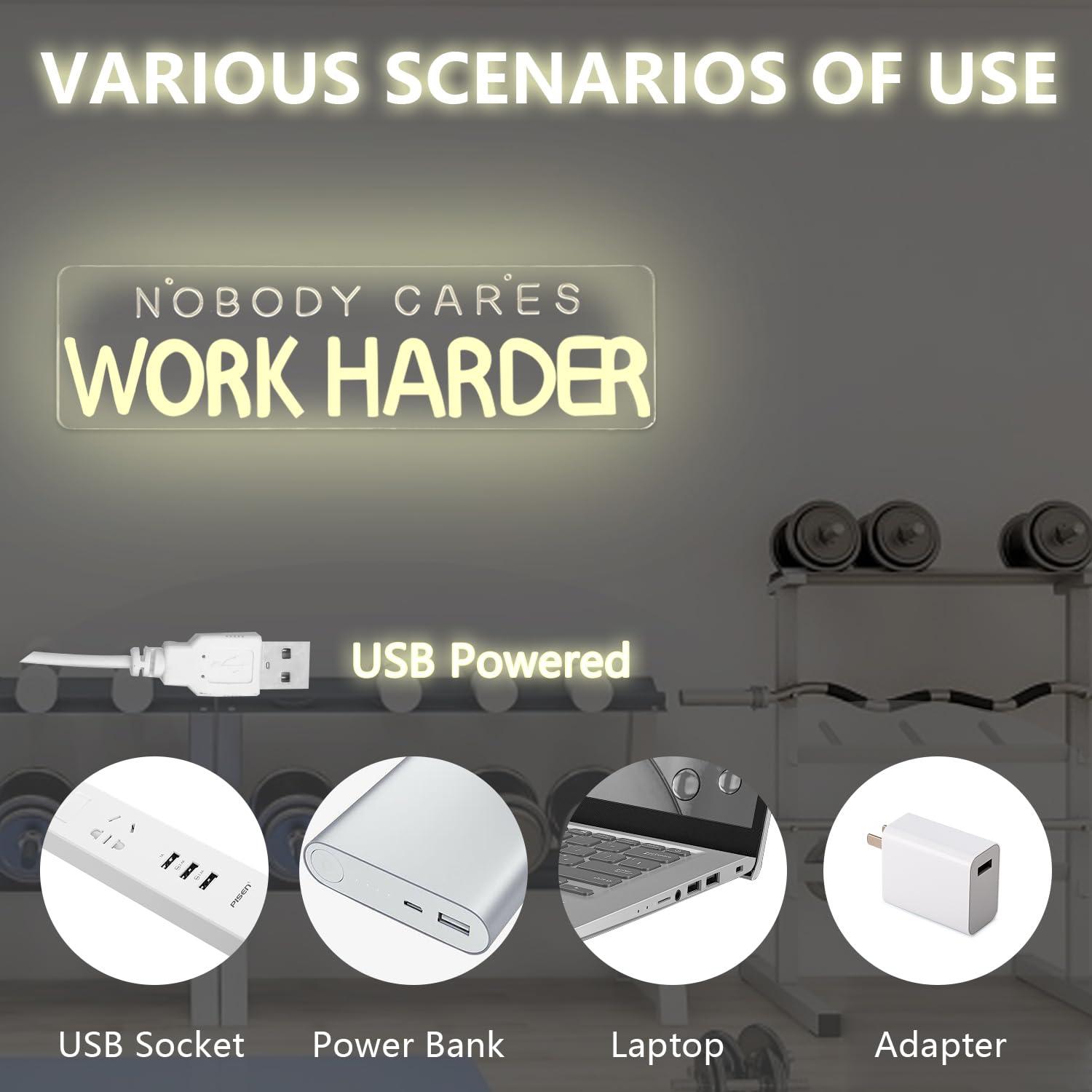 Niemand geeft om, werk harder  - Home Gym Neon Sign recensie en prijs