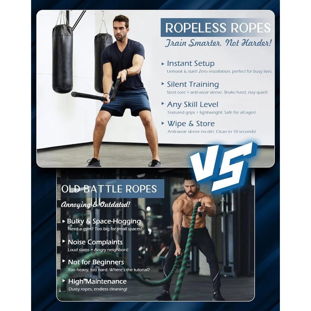 Zware, draadloze trainingskoor - Battle Rope Heavy recensie en prijs